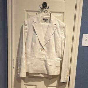 Ann Taylor Cream Pinstripe Blazer
